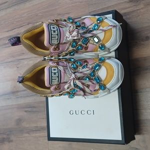 Gucci Flashtrek Removable Crystal Leather Sneakers